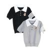 Korean Bear Print Women's Slim Fit Polo - Short Sleeve, College Style Knitwear for Spring & Summer