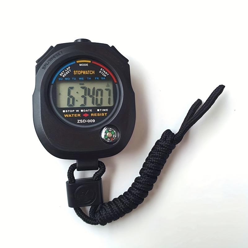 Electronic Digital Sport Stopwatch Timer, Multi-Function with Large Display, Date Time and Alarm Function, Suitable for Sports Coaches чёрный