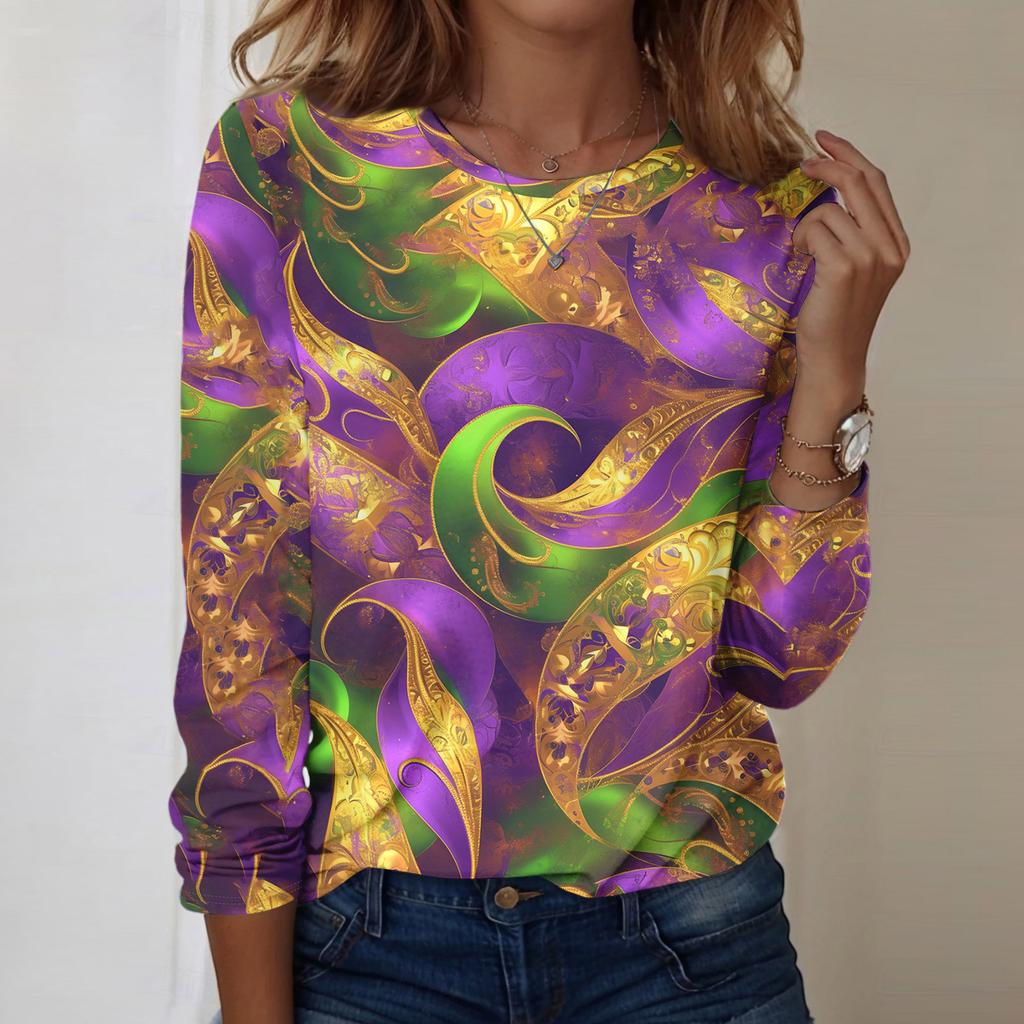 Langarmshirts für Damen, niedlicher Aufdruck, Grafik-T-Shirts, Blusen, lässig, Übergröße, Basic-Tops, Pullover