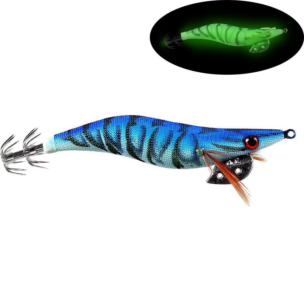 Luminous Wood Shrimp Lure Bait2.0 2.5 3.0Umbrella-shaped Hook Big Eye Squid Bionic Bait Special for Sea Fishing
