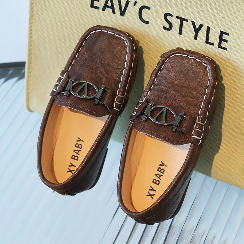 Boys Beanie Shoes Children'S Leather Shoes Soft Sole Student Single Shoes Girls Casual Shoes