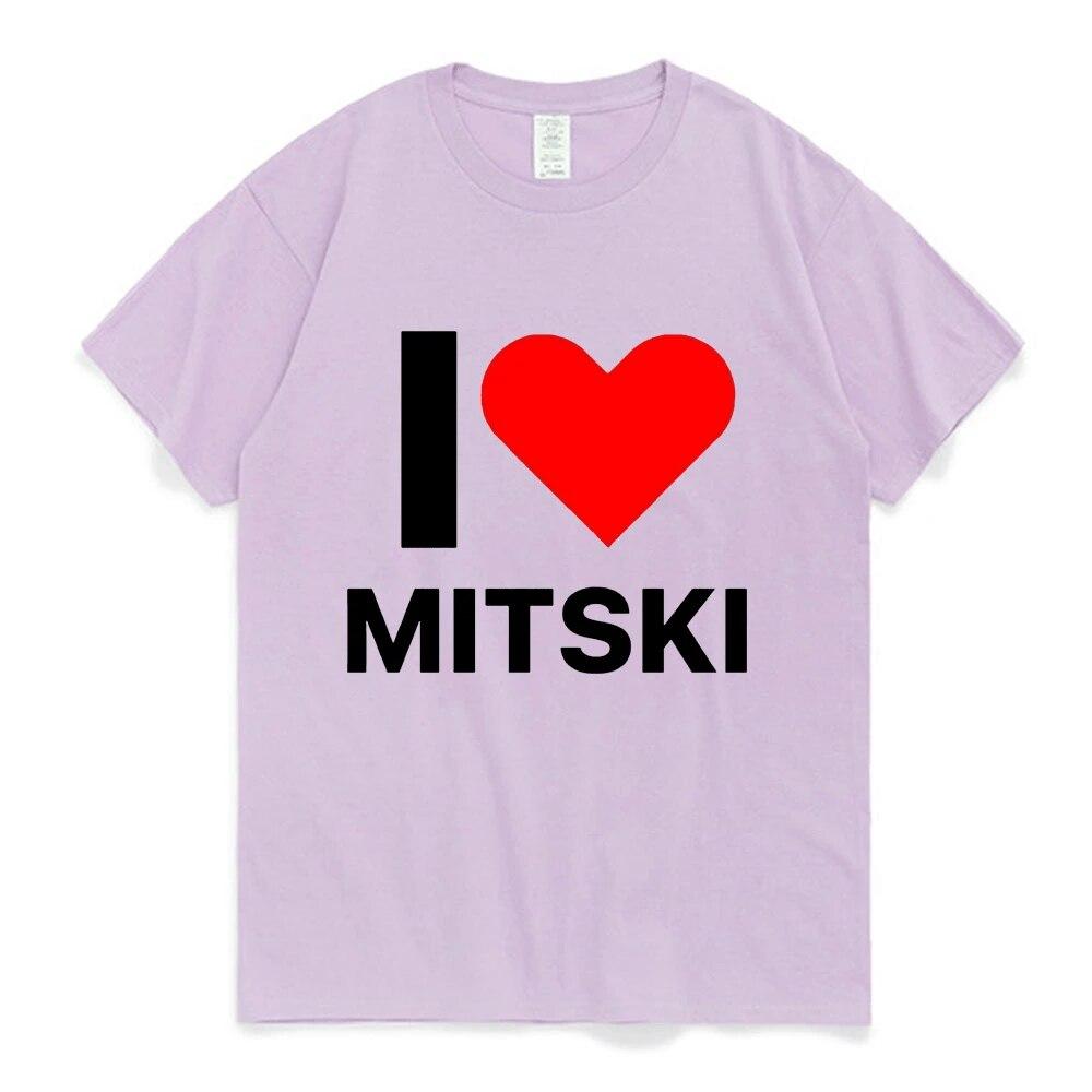 Funny I Love Mitski Graphics T-Shirt Unisex's 100% Cotton Short Sleeve T Shirts Summer Harajuku Tee Shirt Unisex Clothing Tshirts
