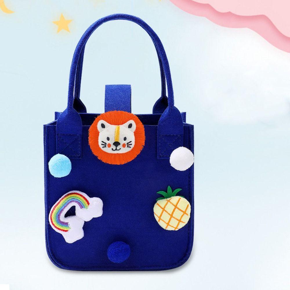 Fashion Cute Cartoon Doll Lovely Fur Ball Felt Tote Bag Storage Basket Women Handbag Candy Bag тёмно-синий