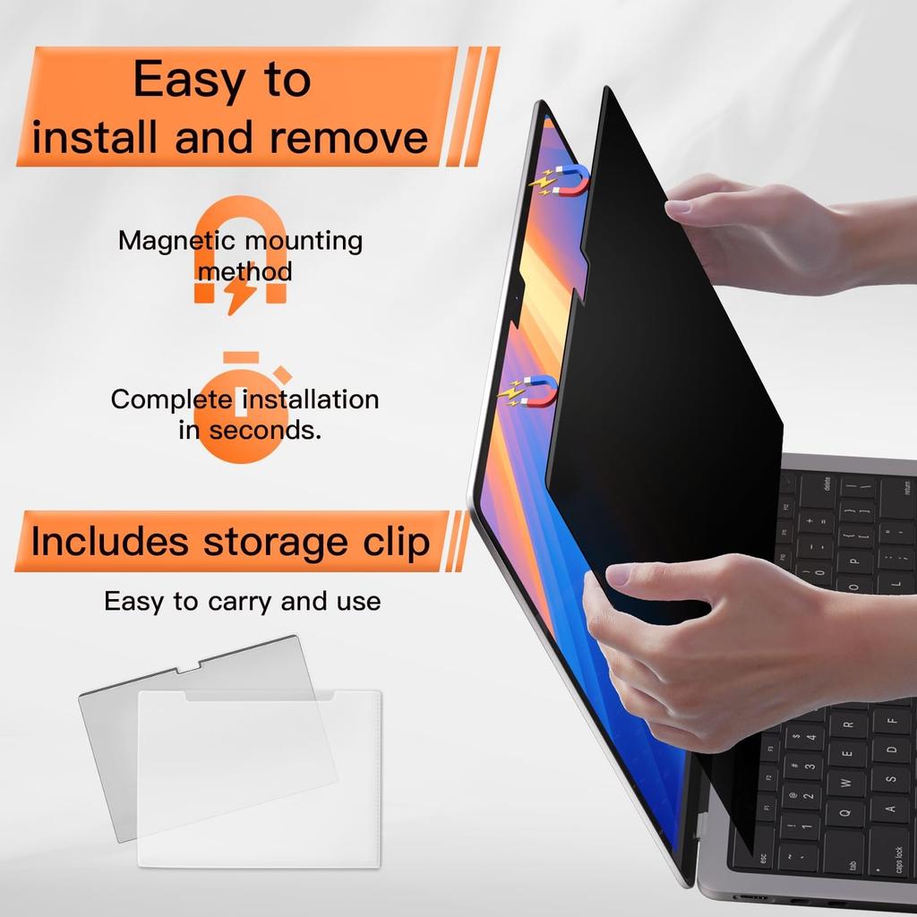 Privacy Screen for MacBook Pro 14 Inch 2021-2024 M4 /M4 Pro /M4 Max /M3 /M3 Pro /M3 Max /M2 Pro /M2 Max /M1 Pro /M1 Max, Magnetic Removable Anti Blue