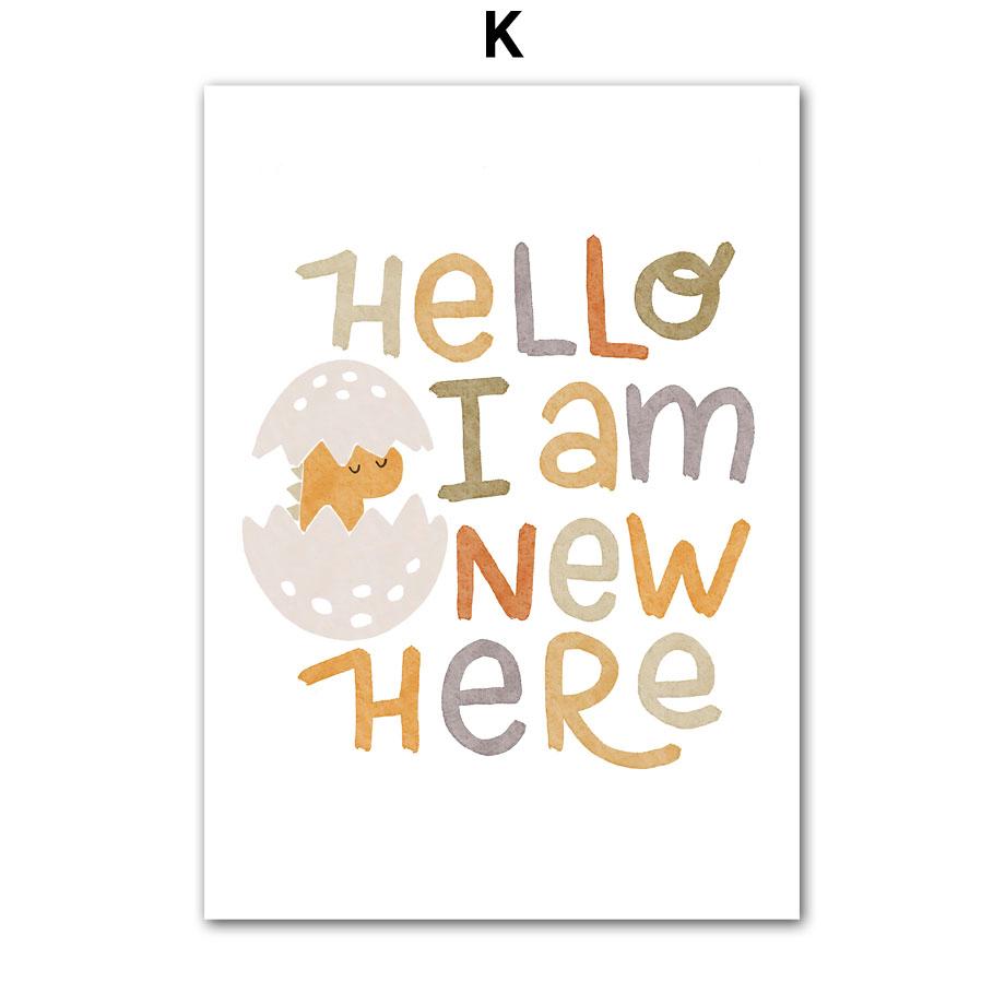 Wandkunst Kinderzimmer Dekoratives Poster Cartoon Neues Baby Dinosaurier Süßes Herz Alphabet Kindergarten Leinwand Malerei Druck Wandbild
