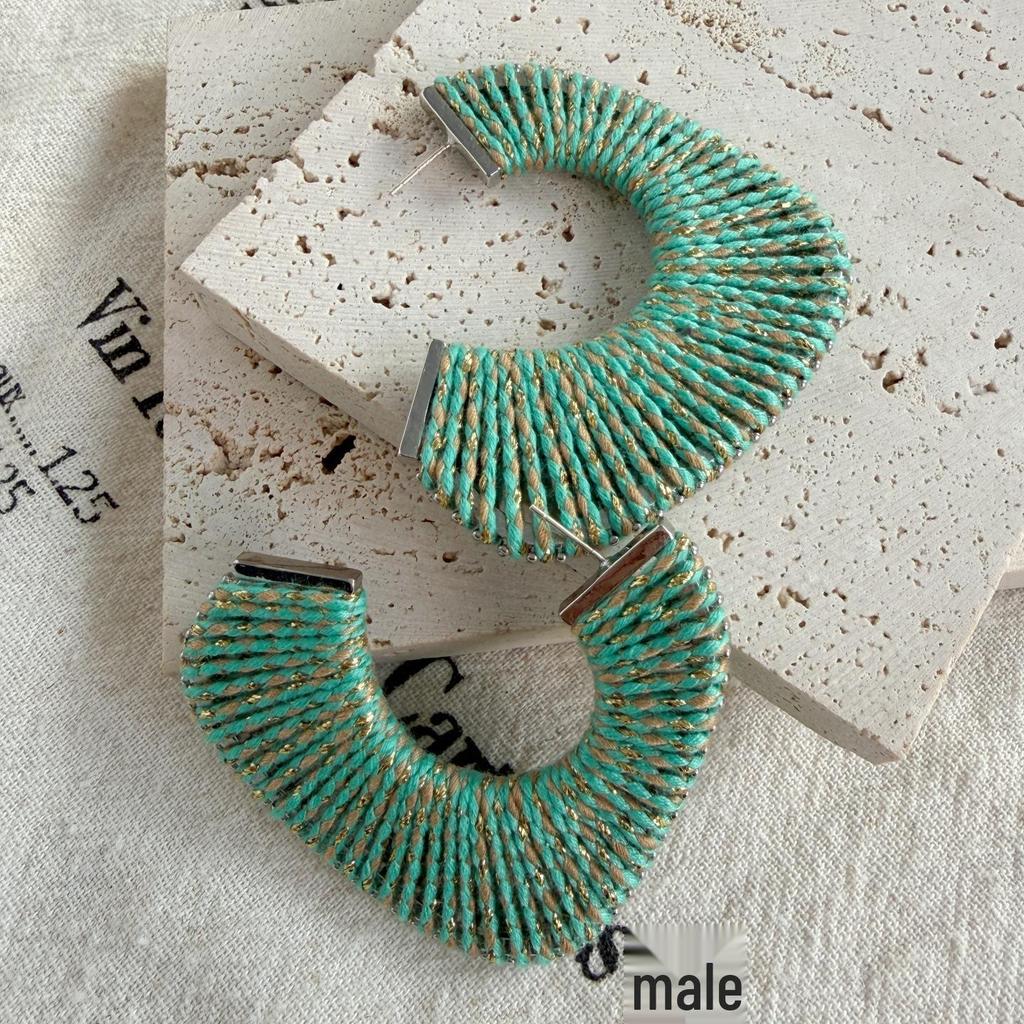 2025 Colorful Braided Wire Earrings: 925 Silver Needle, Niche Design, Light Luxury, European & American Retro Style.