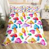 Mushroom Duvet Cover Watercolor Fungus Bedding Set Wild Botanical Comforter Cover Set Retro Leaf Pattern Polyester Quilt Cover
