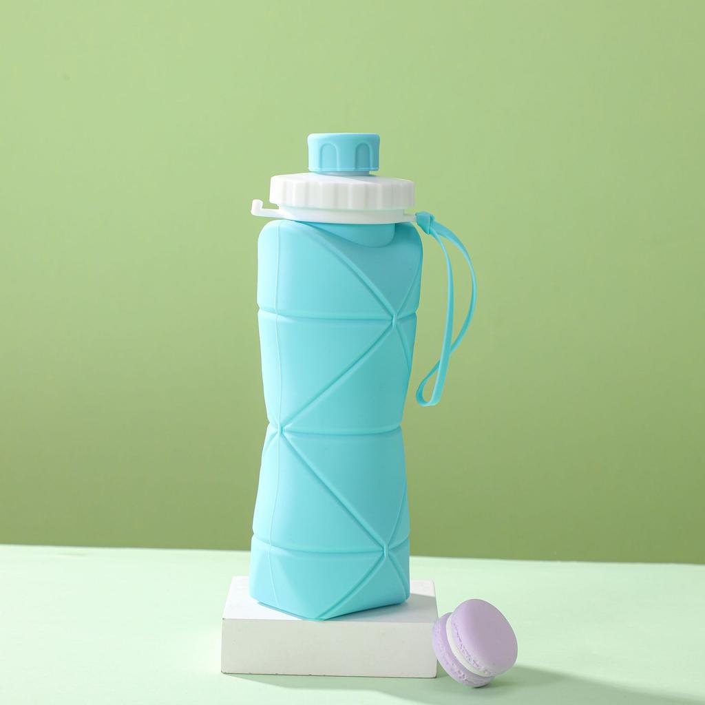 600ML Silicone Folding Water Bottle Sport Camping Hiking Motivational Drinking Bottle Cycling Kettle Reusable Adult Portable