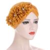 Three Flower Decal Design Turban Hat Elastic Hijab Cap Hair Loss Cover Headwear