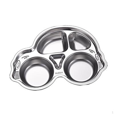 Plato de Cena para Niños Acero Inoxidable Platos Divididos Bandeja Comida para Niños