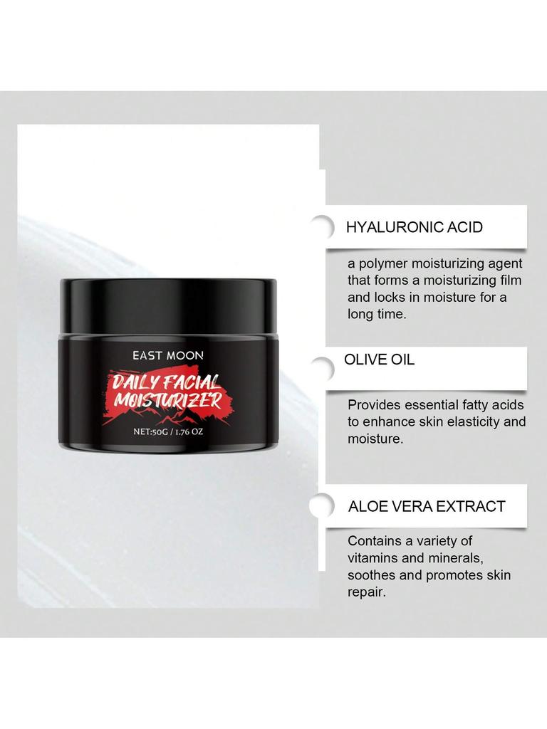1Pc 50g Men's DAILY FACIAL MOISTURIZER Deep Hydration. Long-Lasting Moisturizing. Soothing And Repai