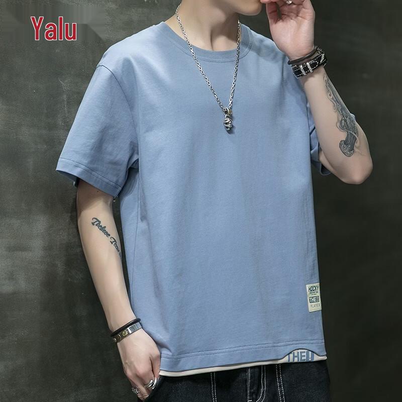 Yalu Men s Trendy Plus Size Cotton Short Sleeve T-Shirt 4XL