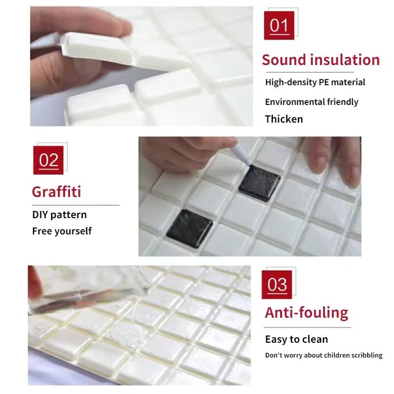 3D Self-adhesive Wall Sticker Mosaic Living Room Kitchen Foam Anti-collision Waterproof Moisture-proof Toilet Wallpaper