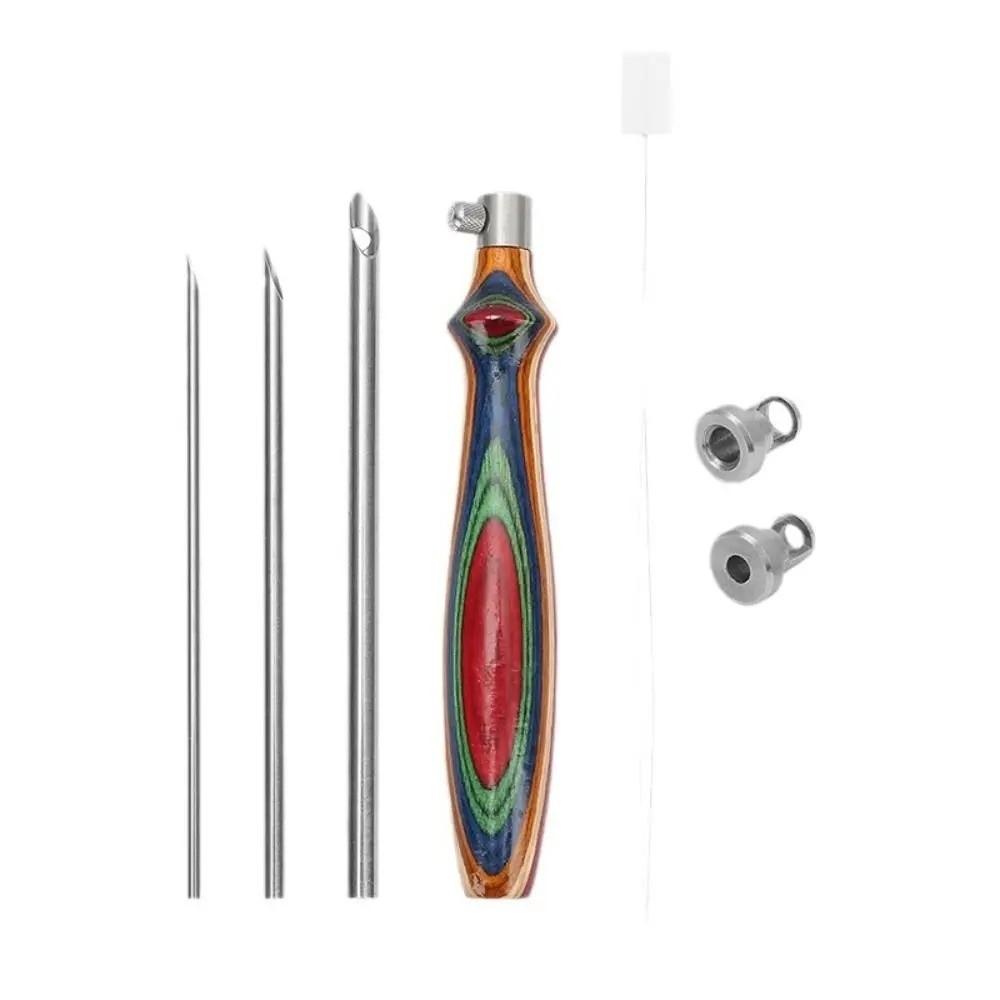 Creative Embroidery Stitch Pen Wooden Handle Punch Stitching Kit Gifts Punch Needle Set  Sewing