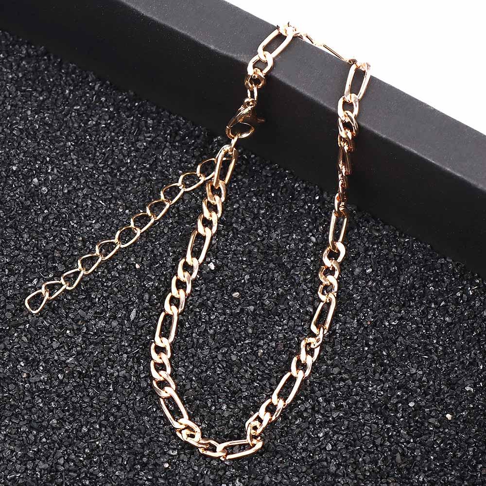 Approx Width:3mm Men 1 Pcs Link Zinc Zinc Alloy Chain Gold&Silver Anklet Ankle Bracelet Jewelry