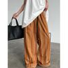 Johnature Casual Striped Elasticated Waist Pants Women Summer With Belt Lazy Wide-leg Trousers