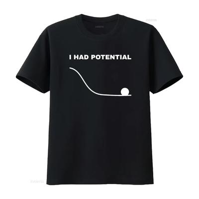 I Had Potential Funny Physics Science T Shirt Vintage Washed Designer Clothes Stylish Unisex Soft Comfortable