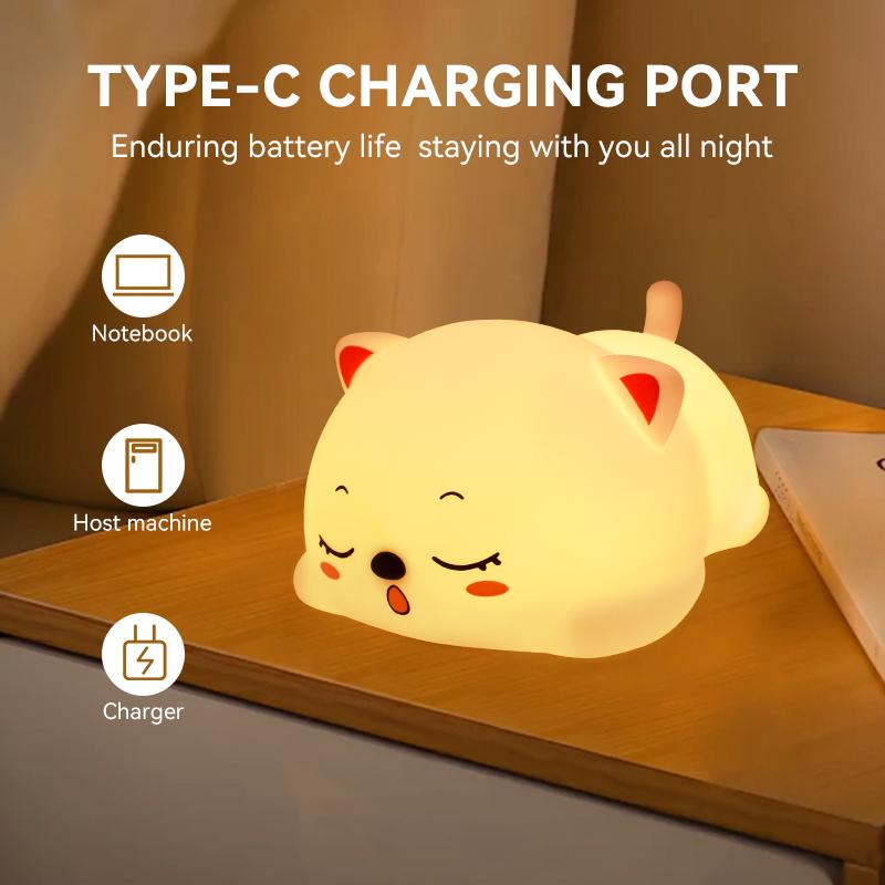 Snoring Cat Night Light,Touch-control Dimming,Charging & Timing ,Ideal for Home Decor,Perfect Gift Choice