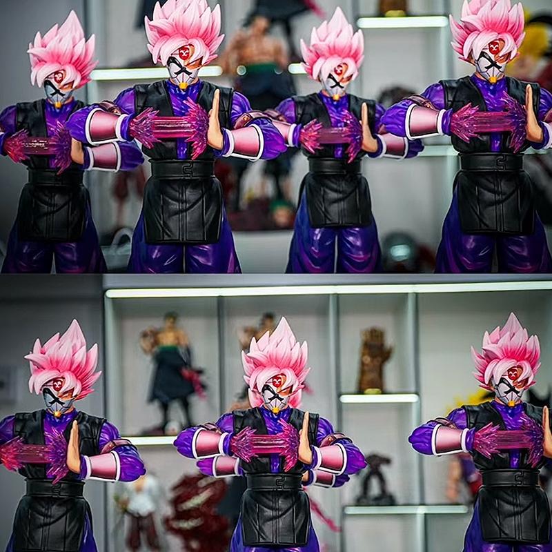 31cm Anime Figure Hh Pink Red Son Goku Statue Decorations Dragon Ball Gk Garage Kit Super Saiyan Model Collectible Children Toys