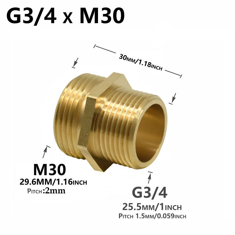 Brass G1/2 G3/4 Male Female To M30 Thread Connector Reducing Copper Fittings For Cleaning Machine Kitchen Bathroom