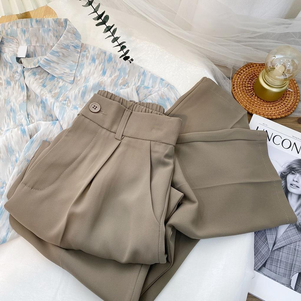 Elegante fließende Hose mit weitem Bein für Damen, hochtailliert, gerade, lässig, bodenlang, Frühling Herbst