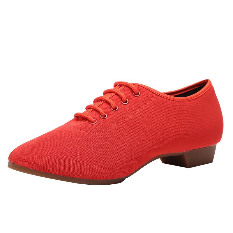 

Кеды с низким вырезом для современных танцев, резиновая подошва, низкий каблук, обувь для танцев в стиле сквер-данс, высота каблука 2,5 см 41 красный