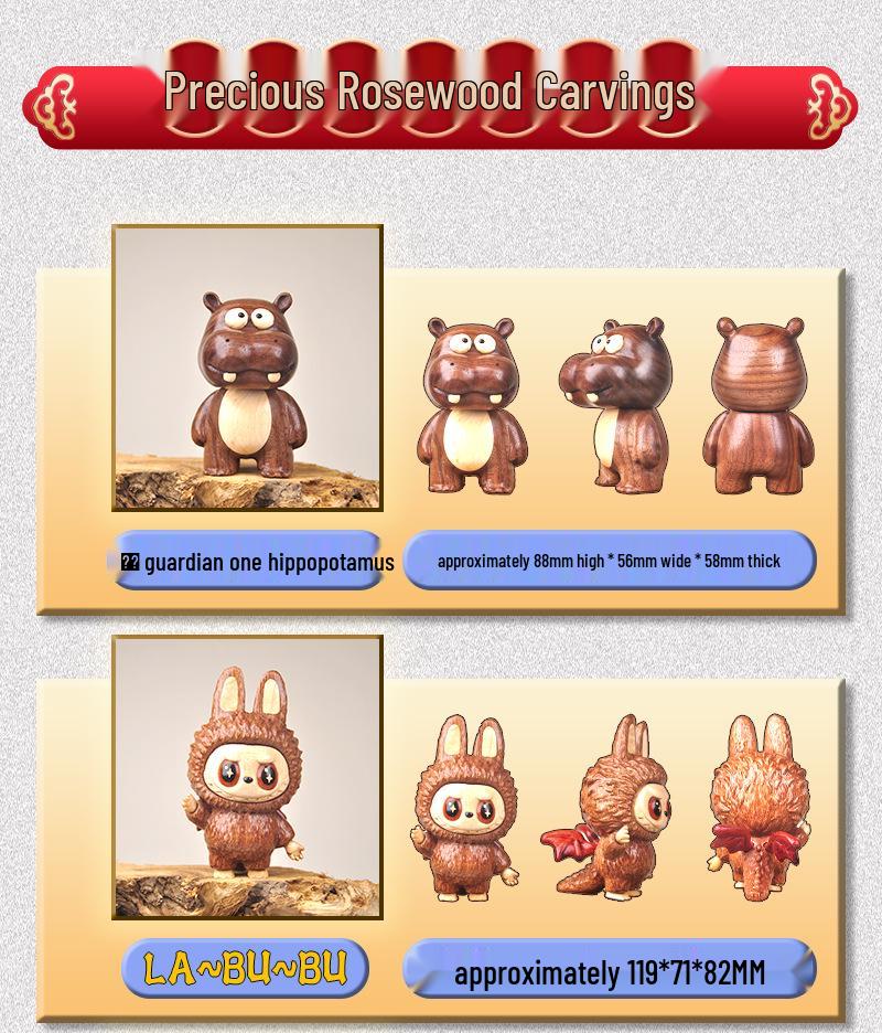 Creative Wooden Crafts: Little Prince Hippo Wood Ornament with Solid Wood Base