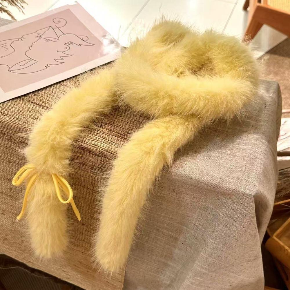 Fluffy Y2k Bow Scarf Harajuku Women Scarf Elegant Bowknot Fur Scarf  Streetwear