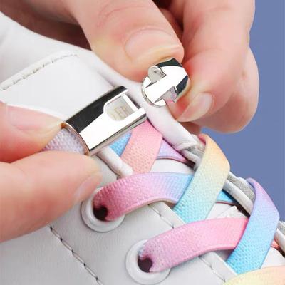 1 Paar Schnürsenkel ohne Krawatte, Schnalle, Schnürsenkel, Perlen, hell, bunt, modisch, ohne Krawatten, elastische Schnürsenkel, Sneaker, Kinder, Erwachsene