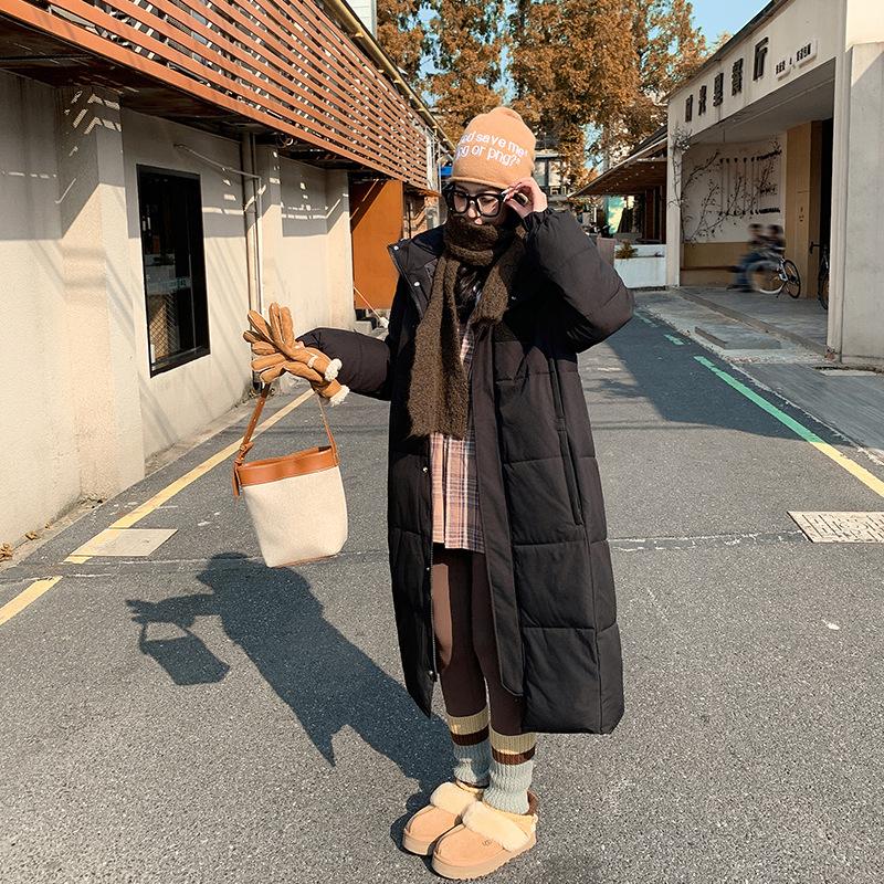 Winter men's and women's same warm cotton-padded clothes Korean version loose thickened cotton-padded clothes long knee-length down cotton-padde