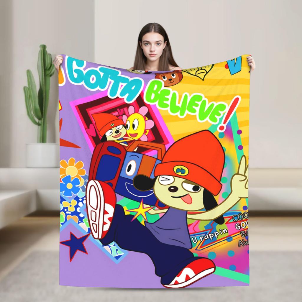Parappas The Rappers Blankets Quality Super Warm Throw Blanket Winter Airplane Travel Couch Chair Funny Bedspread