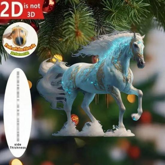 Pferd Anhänger Acryl 2D Realistische Pferd Ornament mit Aufhängeschlaufe Auto Innendekoration Weihnachtsbaum Hängeanhänger