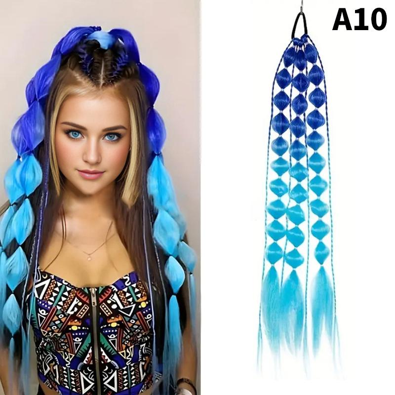 1Pcs Synthetic Wig Lantern Bubble Ponytail Multicolour Fake Braid  Girl Street Photo Modeling Lantern Long Braid