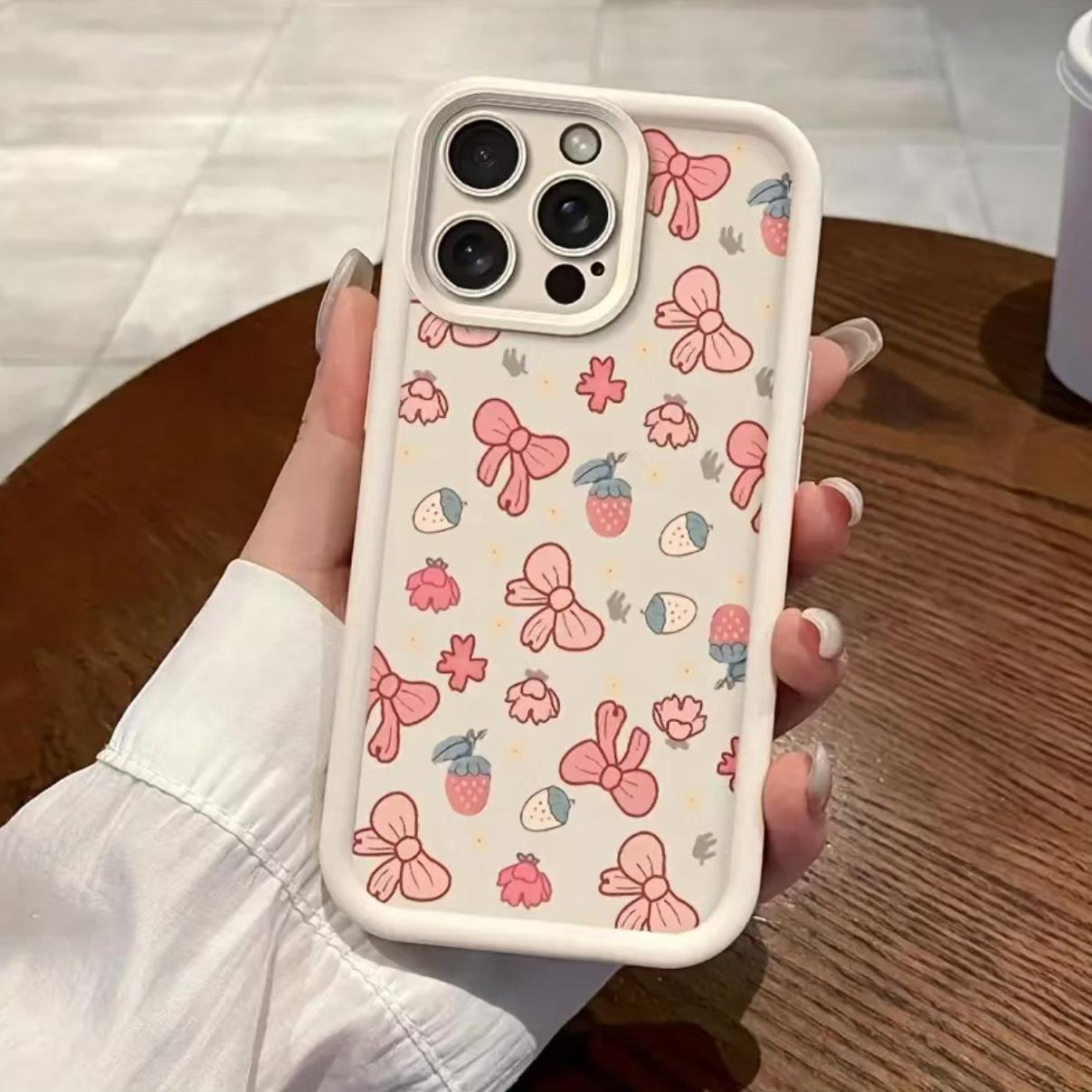 

Strawberry Bow Cartoon Phone Case for Apple 17/16/15/14Pro/13/12 iPhone 11 Pro