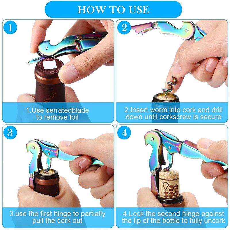 Stainless Steel Wine Opener,Double Hinge Corkscrew Professional Waiter Beer Bottle Opener for Restaurant Waiters or Bartenders