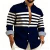 Herren Business Casual Langarm Gestreiftes Hemd für Arbeit Alltag