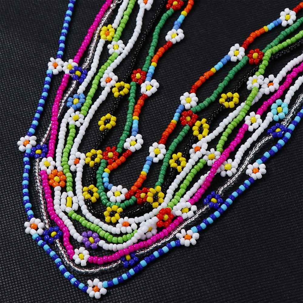 Gift Female Short Daisy Bohemia Choker Flowers Beaded Necklace Women Necklace Clavicle Necklace