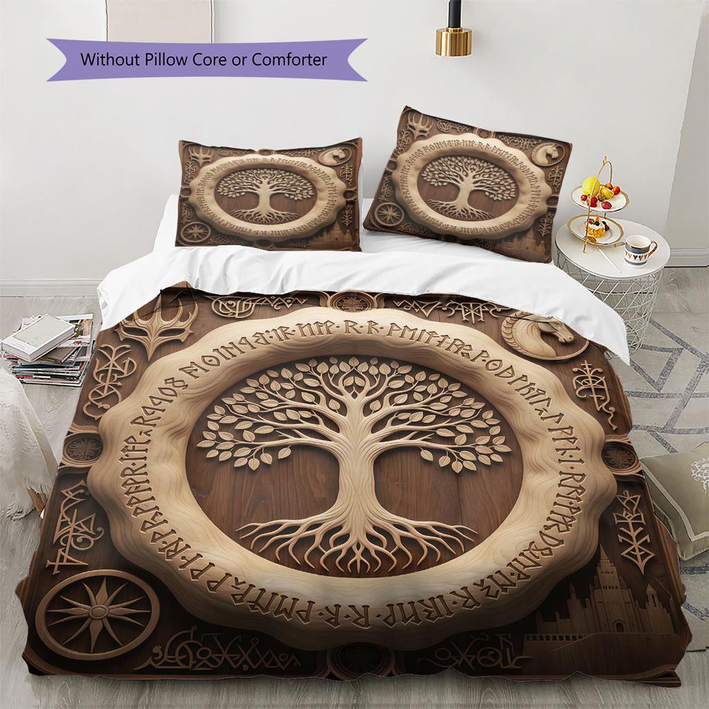 World Tree Gate Pattern Bedding Quilt Set Quilt Cover Pillowcase Home Decoration Birthday Gift (1 * Duvet Cover + 2 * Pillowcase, Without Core)