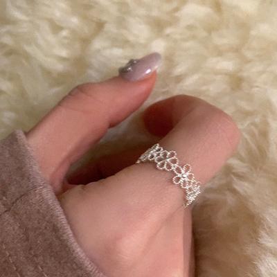 Sweet And Cool Wind Empty Flower Opening Ring Female Niche Design Sense Light Luxury Elegance High Temperament Ring Ring