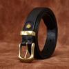 Women's Retro Rub Colored Distressed Pleated Washed Leather Belt Women's Genuine Leather Vegetable Tanning Leather Fashion Jeans Belt