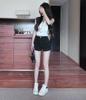 Women's Loose-Fit Ripped Denim Shorts - Summer 2026 Elastic Waist, Rolled Hem, Wide-Leg Design