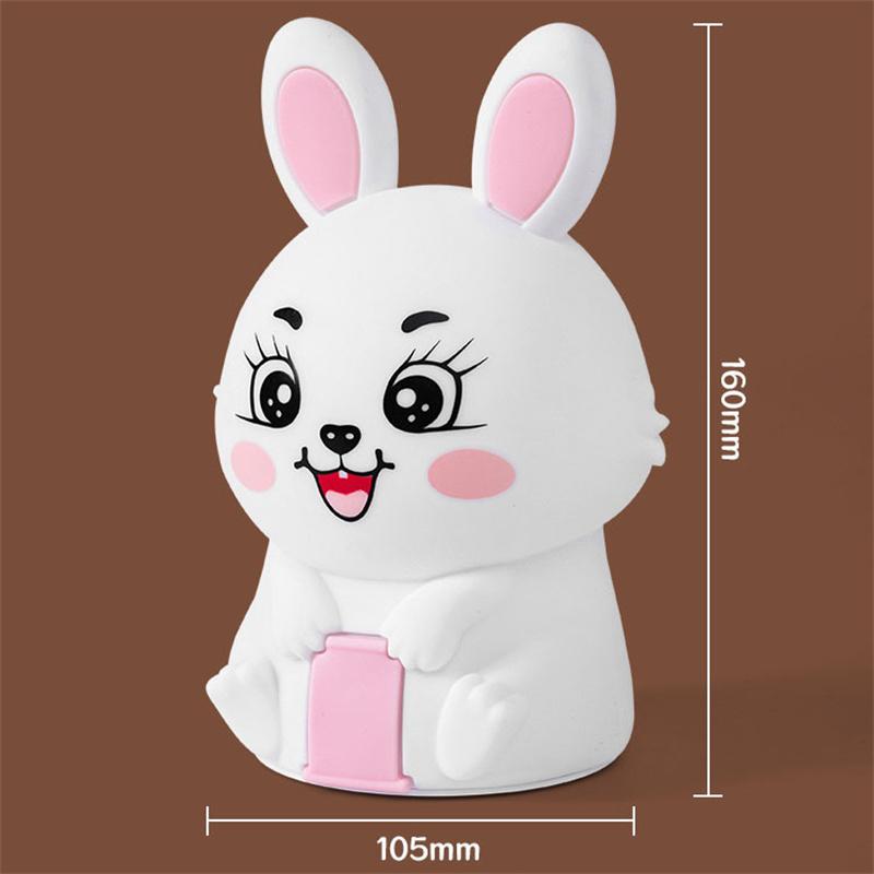 Nowa Śliczna Lampka Nocna Sterowana Pilotem Królik Silikonowa Lampka Nocna Redukująca Stres Lampka Nocna do Sypialni Prezent na Urodziny Prezent na Walentynki