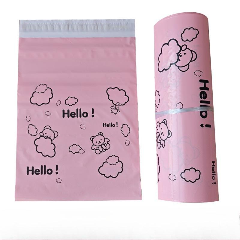 10Pcs  Cute Thank You Pink Letter Express Clothing Bag Women Kid Clothes Online Store Thick Waterproof Shipping Packaging Bag