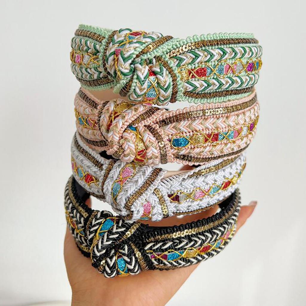 PROLY New Fashion Headband For Women Shining Bohemia Hairband For Adult Center Knot Casual Turban Summer Hair Accessories