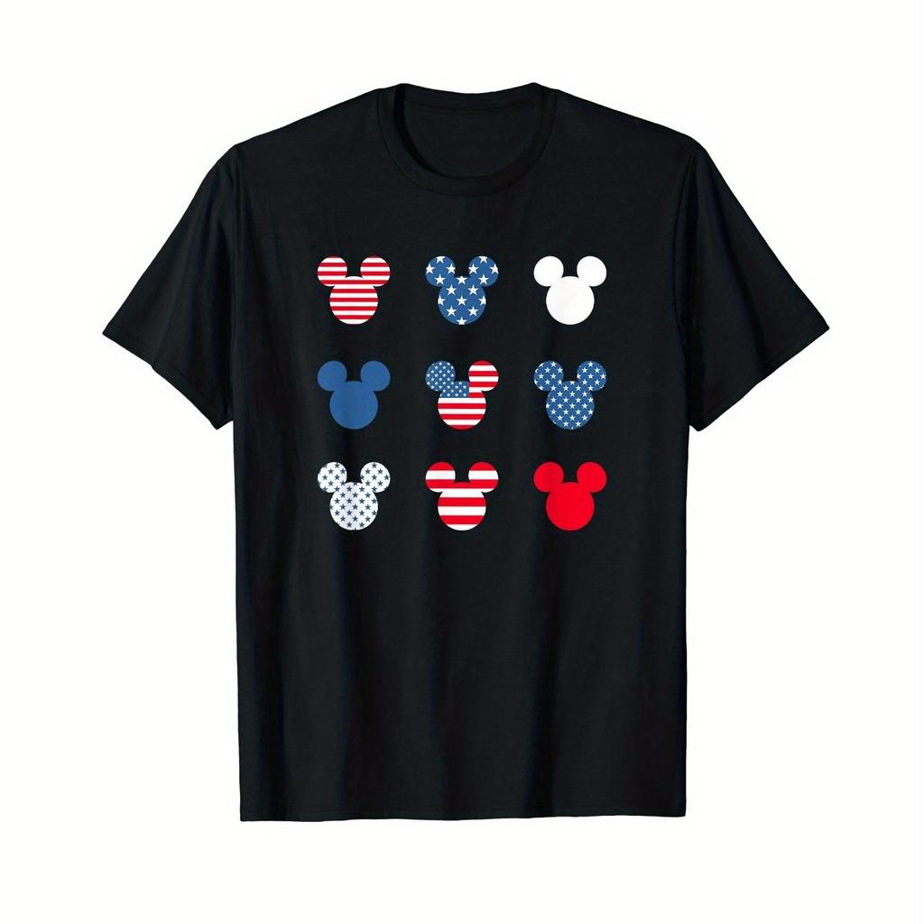 Sommar 2025 Ny Disney Musse Pigg Mönster Herr Casual T-shirt Unisex Casual Bekväm Sport Kortärmad Man Rundhalsad