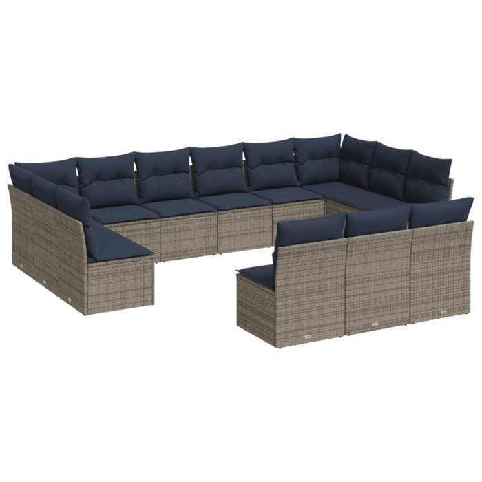 VidaXL Garden Lounge Set with Cushions 13 Pcs, Patio Sofas, Outdoor Furniture Set, Modern, Grey 3218391