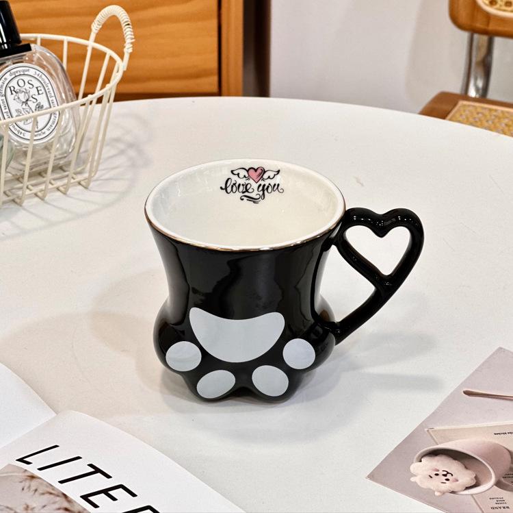 Creative Cat Paw Ceramic Mug - Cute Couple's Cup & Logo Gift