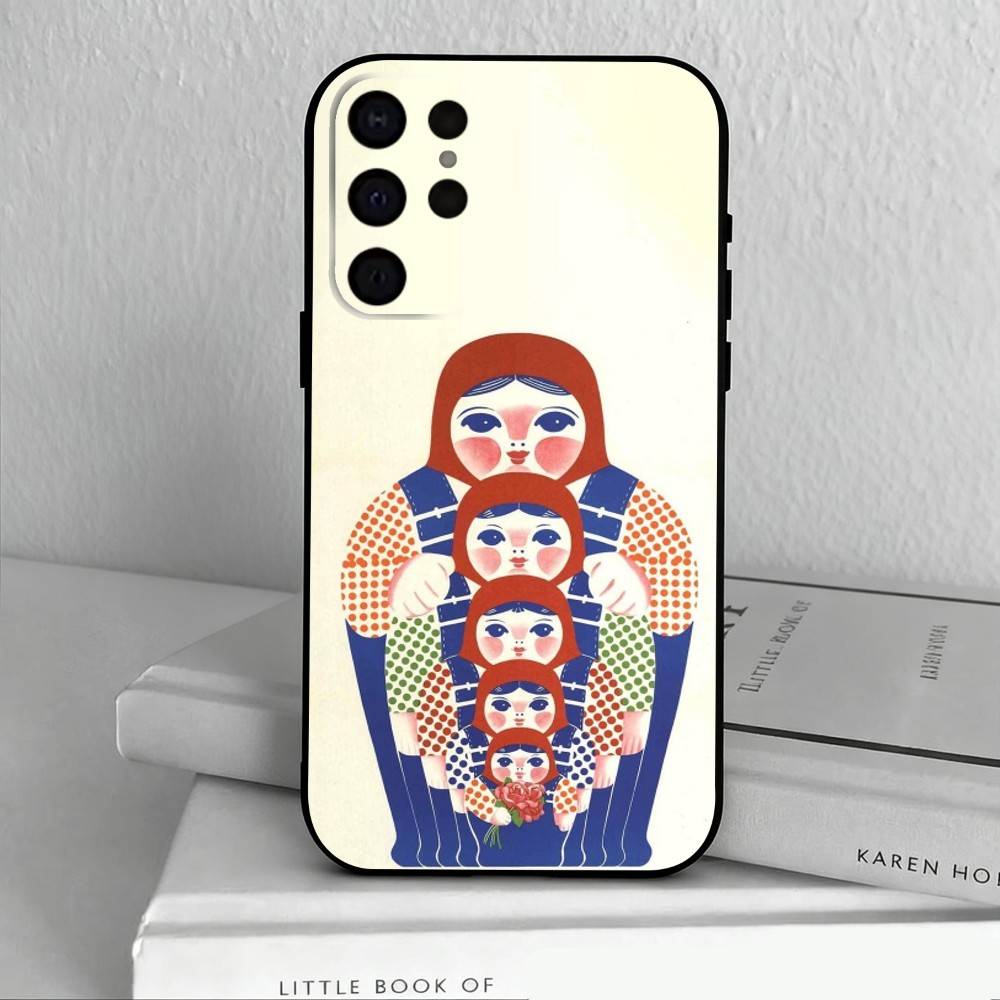 R-Russian Art M-Matryoshka   Phone Case For Samsung S25,S24,S21,S22,S23,S30,Ultra,S20,Plus,Others Soft Black Case