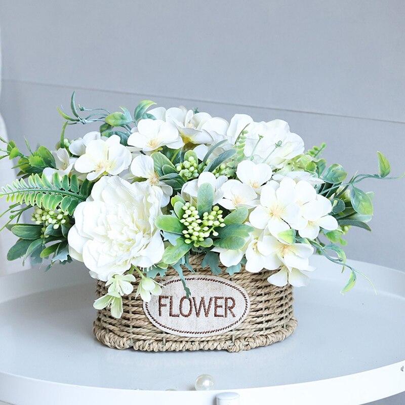 Pivoine artificielle fleurs en soie bricolage Rose Bouquet camélia en plastique fausses fleurs décoration de mariage à la maison