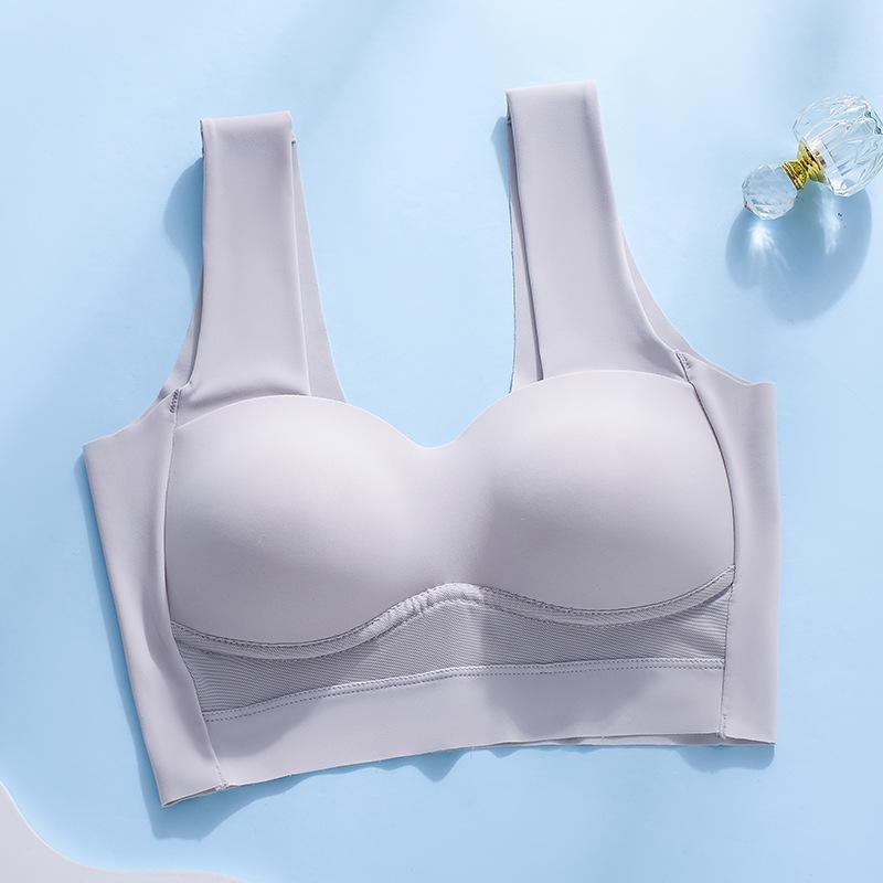 Women's Ice Silk Gathering Traceless Underwear Without Steel Ring Anti Sagging Tank Top Bra